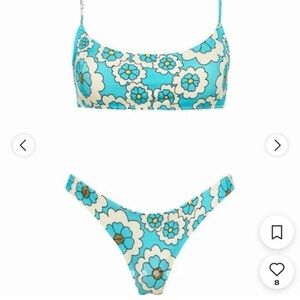 Triangl Swimwear Floral Bikini in Blue and White